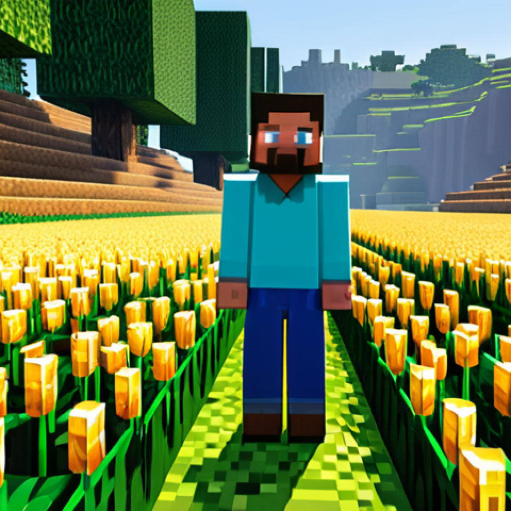 마인크래프트 온라인 협력 전략 - Automated Wheat Farm** "An automated wheat farm in Minecraft, with water streams collecting the har...