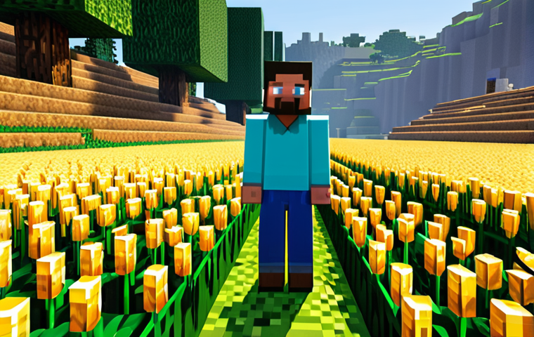 마인크래프트 온라인 협력 전략 - Automated Wheat Farm** "An automated wheat farm in Minecraft, with water streams collecting the har...