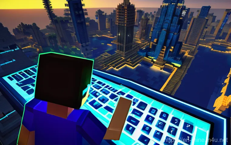 마인크래프트 스피드 빌딩 대회 - **Prompt:** A dynamic, high-angle shot of a Minecraft speed building competition. In the foreground,...