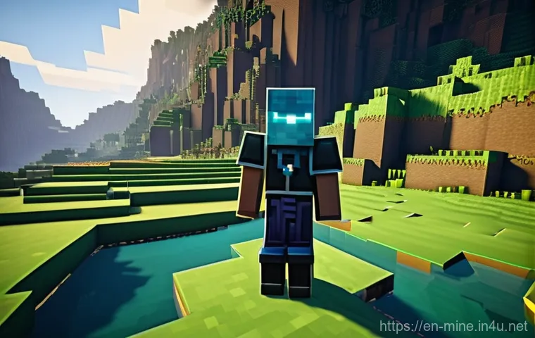 마인크래프트 실험적인 업데이트 분석 - **Prompt 1: Pioneering the Experimental Lands** "A Minecraft-style player character, dressed in ...