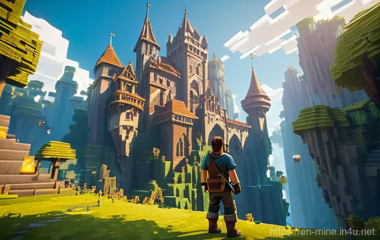 마인크래프트 월드에딧 사용법 - **Prompt:** A highly skilled Minecraft builder, a young adult with a focused expression, stands in t...