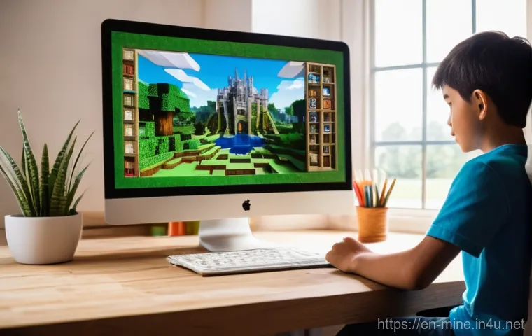 마인크래프트 창작 맵 공모전 - **The Architect's Vision Unfolds:** A young, enthusiastic Minecraft builder, appearing to be around ...