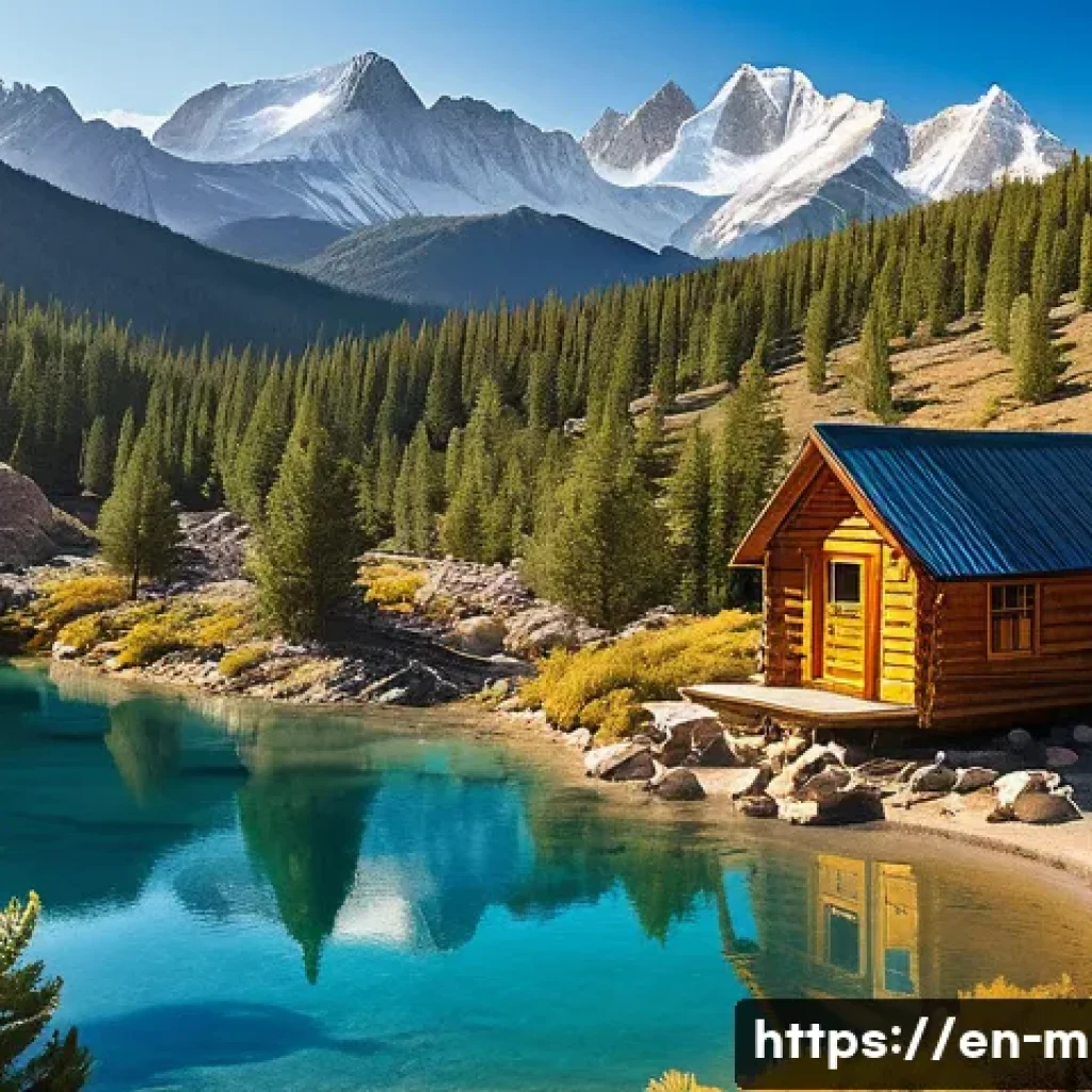 마인크래프트 생존 캠프 운영 - A vibrant survival base camp situated on a rugged hillside overlooking a diverse landscape featuring...